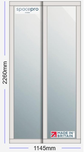 Spacepro Shaker 2 Door Kit - Dove Grey Frame | Mirror Glass H2260mm x W1145mm