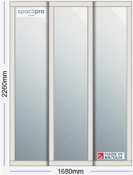 Spacepro Shaker 3 Door Kit - Dove Grey Frame | Mirror Panel H2260mm x W1680mm