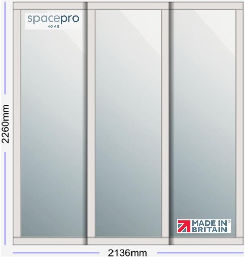 Spacepro Shaker 3 Door Kit - Dove Grey Frame | Mirror Panel H2260mm x W2136mm