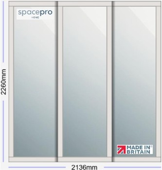 Spacepro Shaker 3 Door Kit - Dove Grey Frame | Mirror Panel H2260mm x W2136mm