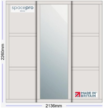 Spacepro Shaker 3 Door Kit - Dove Grey Frame | 2x Dove Grey 3 Panel | 1x Mirror 1 Panel H2260mm x W2136mm