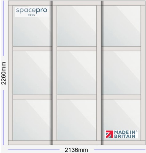 Spacepro Shaker 3 Door Kit - Dove Grey Frame | 3x Mirror 3 Panel H2260mm x W2136mm