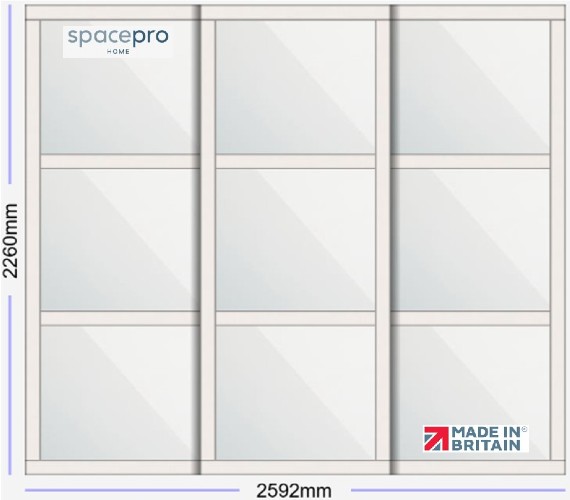 Spacepro Shaker 3 Door Kit - Cashmere Frame | 3x Mirror 3 Panel H2260mm x W2592mm