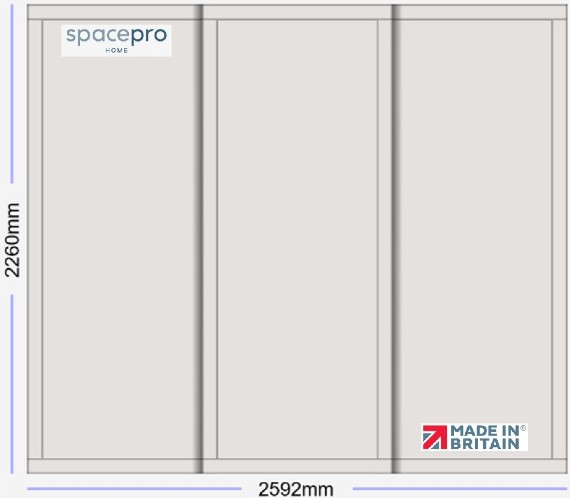 Spacepro Shaker 3 Door Kit - Dove Grey Frame | 3x Dove Grey 1 Panel H2260mm x W2592mm