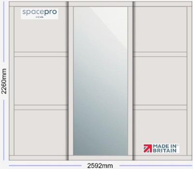 Spacepro Shaker 3 Door Kit - Dove Grey Frame | 2x Dove Grey 3 Panel | 1x Mirror 1 Panel H2260mm x W2592mm