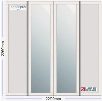 Spacepro Shaker 4 Door Kit - Cashmere Frame | 2x Cashmere 1 Panel | 2x Mirror 1 Panel H2260mm x W2290mm