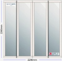 Spacepro Shaker 4 Door Kit - Cashmere Frame | Mirror Panel H2260mm x W2290mm