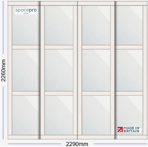 Spacepro Shaker 4 Door Kit - Cashmere Frame | 4x Mirror 3 Panel H2260mm x W2290mm