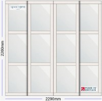 Spacepro Shaker 4 Door Kit - Cashmere Frame | 4x Mirror 3 Panel H2260mm x W2290mm