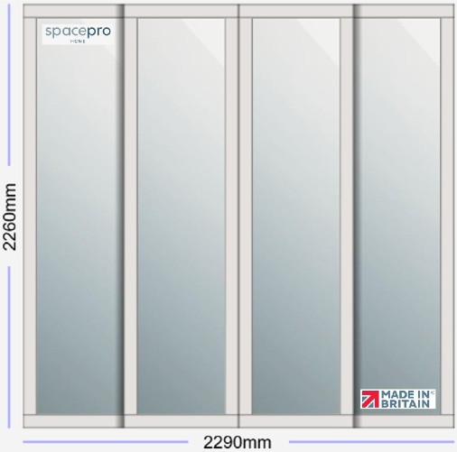 Spacepro Shaker 4 Door Kit - Dove Grey Frame | Mirror Panel H2260mm x W2290mm