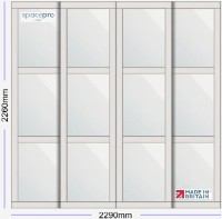 Spacepro Shaker 4 Door Kit - Dove Grey Frame | 4x Mirror 3 Panel H2260mm x W2290mm