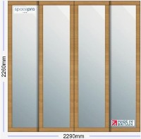 Spacepro Shaker 4 Door Kit - Oak Frame | Mirror Panel H2260mm x W2290mm