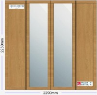 Spacepro Shaker 4 Door Kit - Oak Frame | 2x Oak 1 Panel | 2x Mirror 1 Panel H2260mm x W2290mm