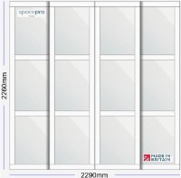 Spacepro Shaker 4 Door Kit - White Frame | 4x Mirror 3 Panel H2260mm x W2290mm