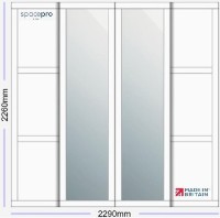 Spacepro Shaker 4 Door Kit - White Frame | 2x White 3 Panel | 2x Mirror 1 Panel H2260mm x W2290mm