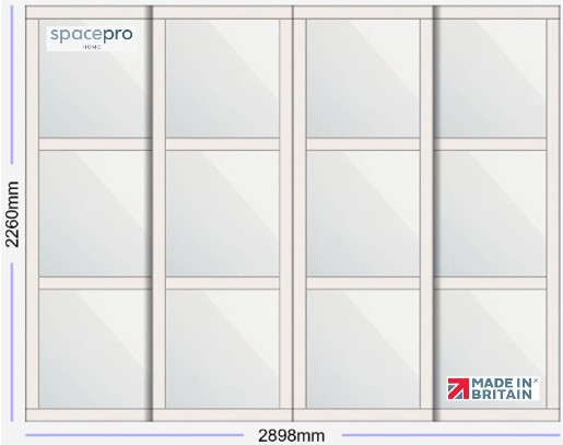Spacepro Shaker 4 Door Kit - Cashmere Frame | 4x Mirror 3 Panel H2260mm x W2898mm