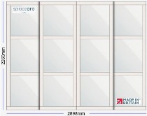 Spacepro Shaker 4 Door Kit - Cashmere Frame | 4x Mirror 3 Panel H2260mm x W2898mm