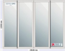 Spacepro Shaker 4 Door Kit - Dove Grey Frame | Mirror Panel H2260mm x W2898mm
