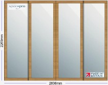 Spacepro Shaker 4 Door Kit - Oak Frame | Mirror Panel H2260mm x W2898mm