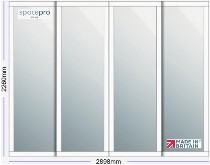 Spacepro Shaker 4 Door Kit - White Frame | Mirror Panel H2260mm x W2898mm