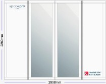 Spacepro Shaker 4 Door Kit - White Frame | 2x White 1 Panel | 2x Mirror 1 Panel H2260mm x W2898mm