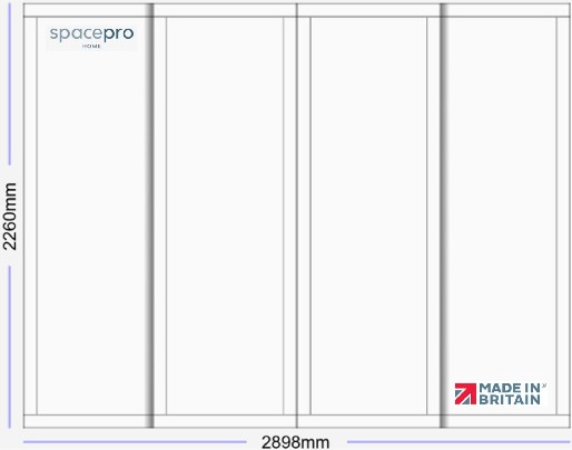 Spacepro Shaker 4 Door Kit - White Frame | 4x White 1 Panel H2260mm x W2898mm