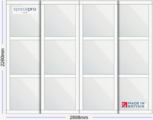Spacepro Shaker 4 Door Kit - White Frame | 4x Mirror 3 Panel H2260mm x W2898mm