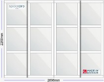 Spacepro Shaker 4 Door Kit - White Frame | 4x Mirror 3 Panel H2260mm x W2898mm