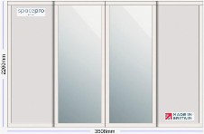Spacepro Shaker 4 Door Kit - Cashmere Frame | 2x Cashmere 1 Panel | 2x Mirror 1 Panel H2260mm x W3506mm