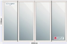 Spacepro Shaker 4 Door Kit - Dove Grey Frame | 4x Mirror 1 Panel H2260mm x W3506mm