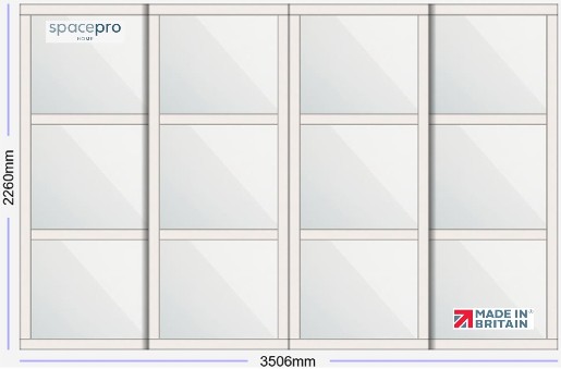 Spacepro Shaker 4 Door Kit - Cashmere Frame | 4x Mirror 3 Panel H2260mm x W3506mm