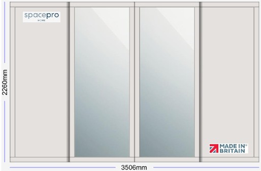Spacepro Shaker 4 Door Kit - Dove Grey Frame | 2x Dove Grey 1 Panel | 2x Mirror 1 Panel H2260mm x W3506mm