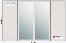 Spacepro Shaker 4 Door Kit - Dove Grey Frame | 2x Dove Grey 1 Panel | 2x Mirror 1 Panel H2260mm x W3506mm