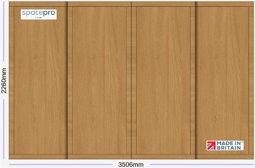 Spacepro Shaker 4 Door Kit - Oak Frame | 4x Oak 1 Panel H2260mm x W3506mm
