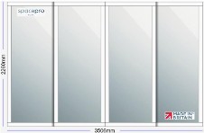 Spacepro Shaker 4 Door Kit - White Frame | 4x Mirror 1 Panel H2260mm x W3506mm