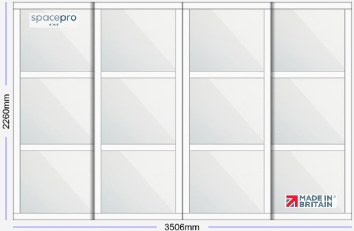 Spacepro Shaker 4 Door Kit - White Frame | 4x Mirror 3 Panel H2260mm x W3506mm